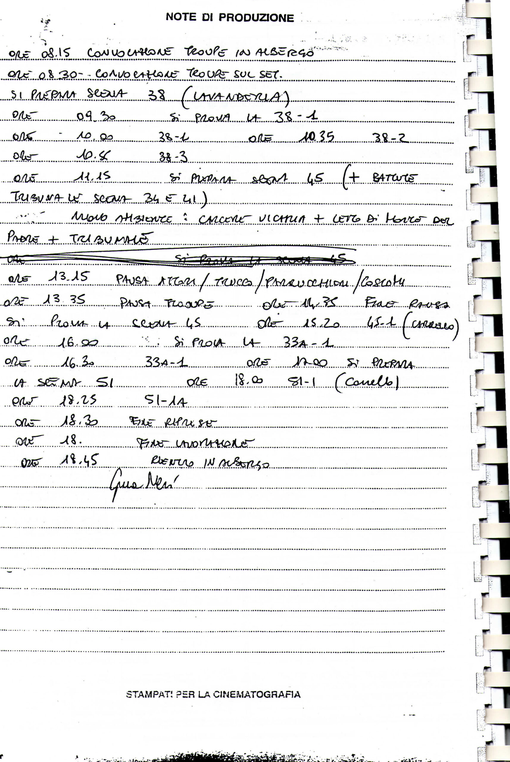 note di produzione 553